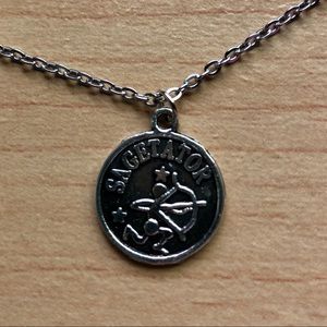 NWT Handmade Sagittarius Zodiac Antique Silver Coin Necklace